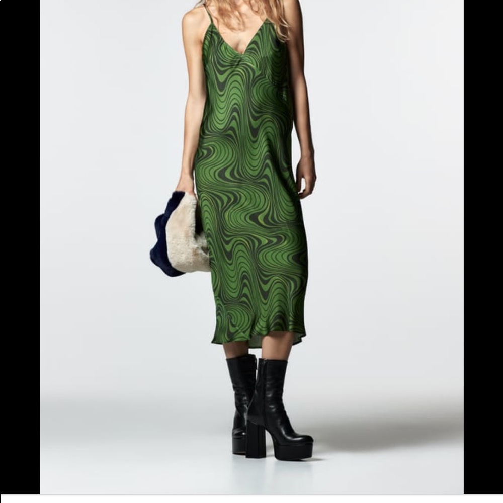 Zara green midi dress size XL NWT